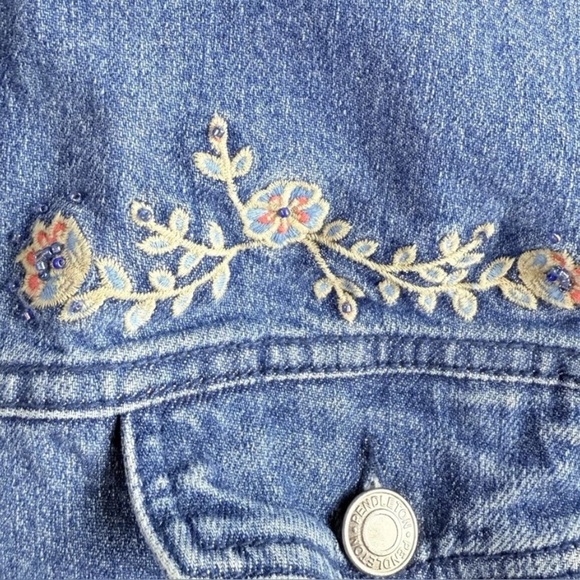 Pendleton Denim Vest Womens Large Blue Embroidered Beaded Floral Cowgirl Western - Picture 13 of 16